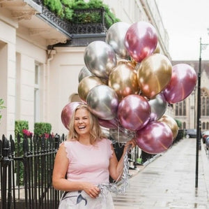 Set of 10 Metallic Latex Balloons - Pink and Gold-Metallic Balloons-Decoren