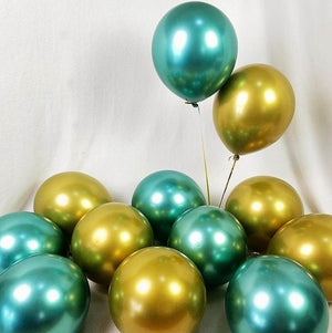 12 inches Green Metallic Plain and Confetti Balloons - set of 10-Balloons-Decoren