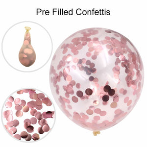 Rose Gold Confetti filled Balloons - Set of 6 balloons-Decoren