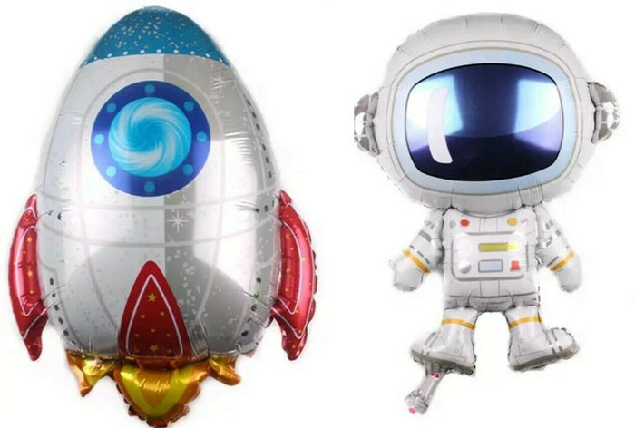 Large Astronaut and Rocket foil balloons - Outerspace Themed Birthday Party