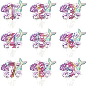 Mermaid Theme Number Balloons sets