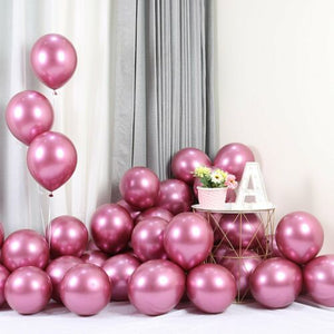 Set of 10 Metallic Latex Balloons - Pink and Gold-Metallic Balloons-Decoren