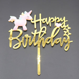 Mermaid Unicorn and Captain America Happy Birthday Cake Topper